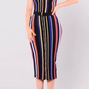 Fashion Nova striped midi skirt size medium